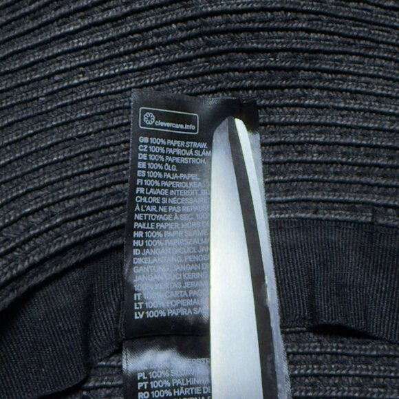 H&M Floppy Black Straw Hat Large Beach Vacation Summer Gothic Sun Hat - Picture 6 of 8